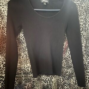 Express Black Ribbed Knit Top